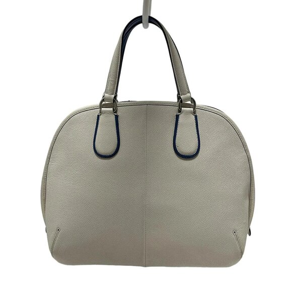 COACH Prince Street Satchel Perforated Leather Cream Blue Leather - - Picture 3 of 9